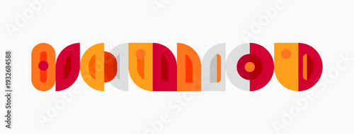 Colorful typography spells MODD. Shapes form letters, using warm tones. Minimalist design, clean aesthetic, modern branding.