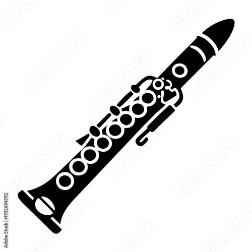 flute silhouette illustration for music, wind instrument, and classical design use