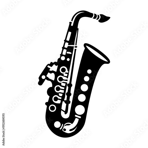clarinet icon silhouette illustration for music, wind instrument, and classical design use
