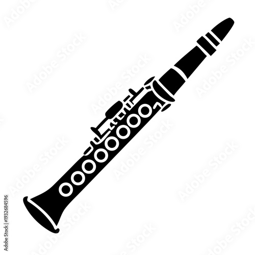 oboe icon silhouette illustration for music, wind instrument, and classical design use