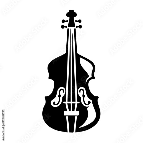 double bass icon silhouette illustration for music, classical, and string instrument design use