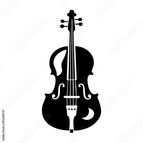 cello icon silhouette illustration for music, classical, and string instrument design use