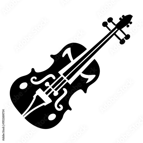 viola icon silhouette illustration for music, classical, and string instrument design use
