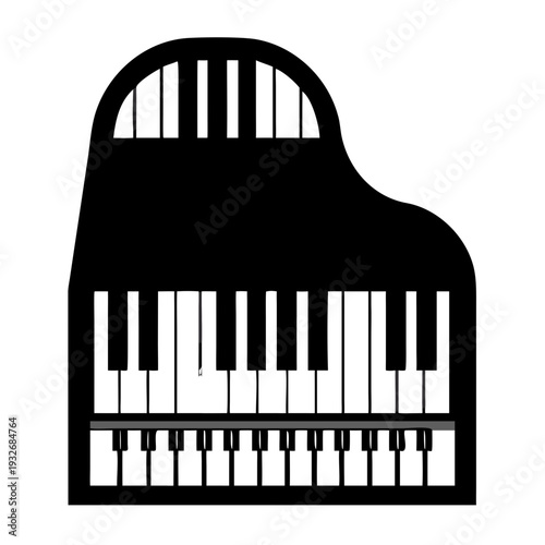 piano icon silhouette illustration for music, instrument, and classical design use