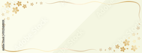 高級感のある桜のバナー背景　アイボリー＆ゴールド