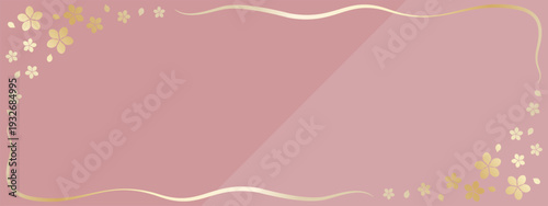 高級感のある桜のバナー背景　ダスティピンク＆ゴールド