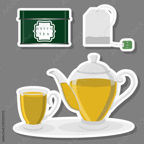 Big colored set different types porcelain teapots for tasty tea