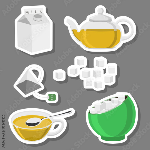 Big colored set different types porcelain teapots for tasty tea