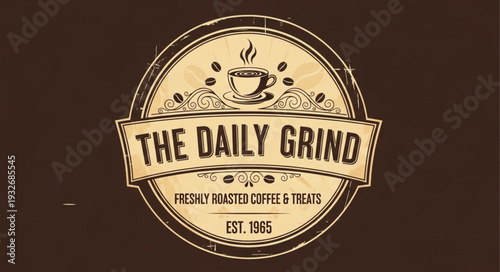 The Daily Grind Coffee Shop Logo - Freshly Roasted Coffee and Treats.