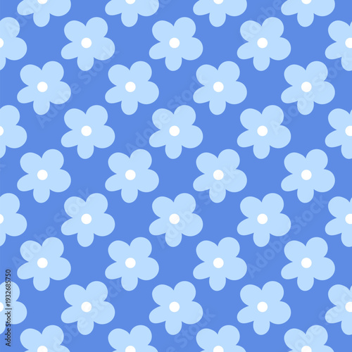 Cute blue daisies seamless pattern