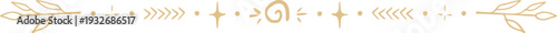 Ornate celestial golden elegant divider, star line separator. Minimal line esoteric decoration with moon,sun