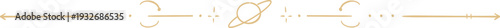 Ornate celestial golden elegant divider, star line separator. Minimal line esoteric decoration with moon,sun