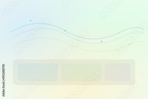 Wavy lines and rectangles in a pastel colored environment viewed from a straightforward perspective