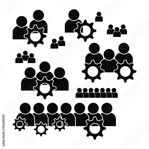 Teamwork Management People Gear Icons