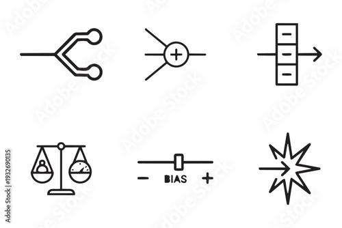 Neural Network Layers, Artificial Intelligence Architecture and Deep Learning Structural Components Bold Constructivist Icon Set