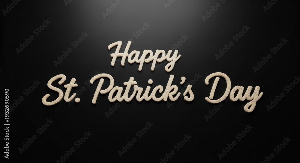 Obraz premium Happy st patrick s day greeting with elegant gold lettering on a dark background