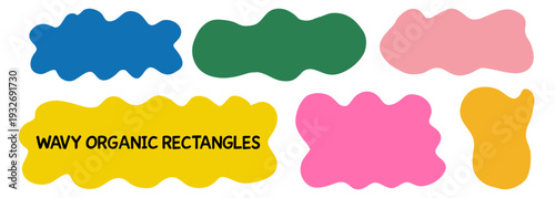 Text, frame, and doodle elements within an organic, wavy box for a curvy shape or cloud-like rectangle. Smooth color and a drawn textbox with uneven, fluid illustration details