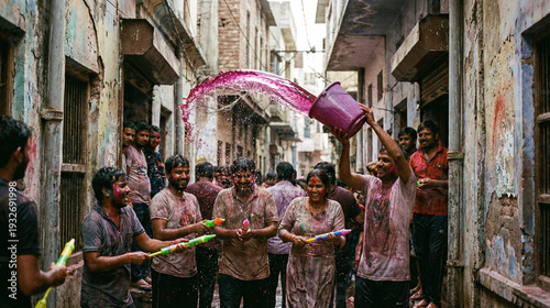 Holi Paghwa Street Celebration with Color and Water Play