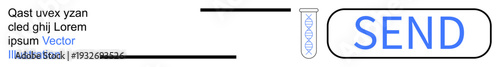 Digital messaging, communication, online interaction, scientific innovation, technology development, and data exchange. Test tube beside SEND button. Messaging and communication environmental concept