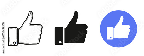 Thumbs up icons in black and white with blue background circle