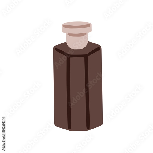 Perfume bottle. Odor, scent, fragrance in jar, flask. Fragrant parfum in tall packaging. Eau de toilette, perfumery. Aroma fluid, essence. Flat vector illustration isolated on white background