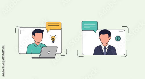 Diverse professionals collaborating online, discussing ideas and finances via video conference.