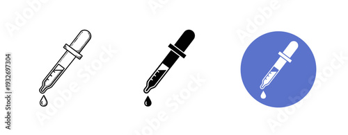 Dropper icons: outline, solid, and color variations