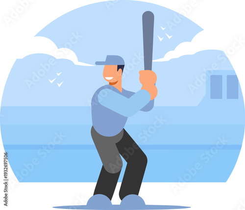 Create a realistic sports man vector art with white background..