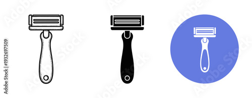 Minimalist razor icons set featuring three distinct graphic styles