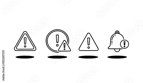 A set of warning icons with exclamation marks in a minimalist design