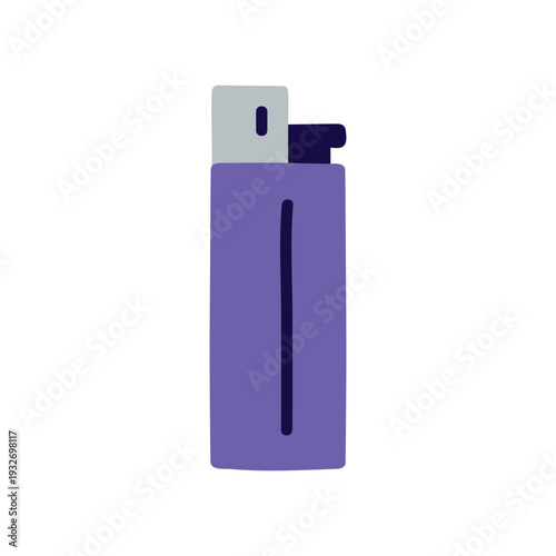 Cigarette lighter icon. Portable flammable device, smoking tool. Hiking and camping accessory for fire burn. Flat vector illustration isolated on white background