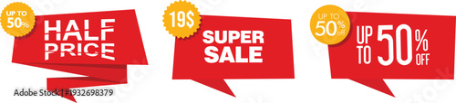 Sale banners with discounts on a white background