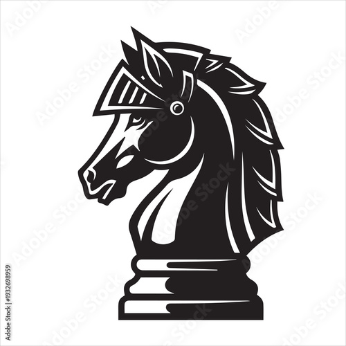 Chess horse vector illustration Black and White Vector Illustration