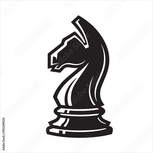 Chess horse vector illustration Black and White Vector Illustration
