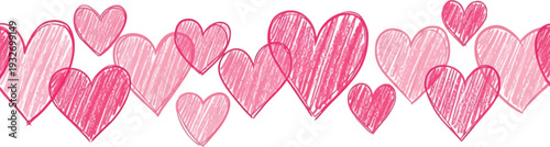 Horizontal row of sketchy symbols for header or banner frame