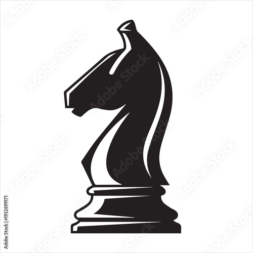 Chess horse vector illustration Black and White Vector Illustration