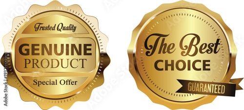 Golden genuine product and best choice guarantee badges
