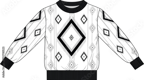 Women casual elastic waist midi skirt with drawstring and pockets cad drawing flat vector illustration for fashion design technical pack