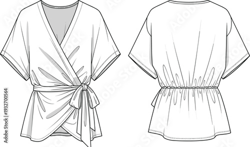 Men western long sleeve denim shirt with pointed yoke and flap pockets cad drawing flat vector illustration for fashion tech pack