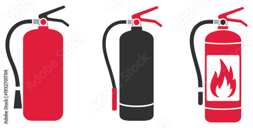 Fire, extinguisher icon representing fire safety and firefighter equipment, featuring clean vector design suitable for emergency signage, safety instructions, industrial safety