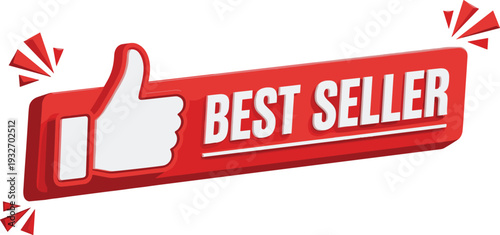 Best Seller Red Banner with Thumbs Up Icon – Top Product Promotion Badge