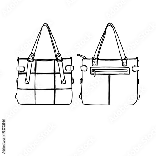 Elegant Tote Bag Design - Front and Back View Illustration.