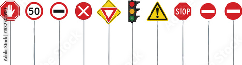 Title: Cute Cartoon Traffic Light Character Holding Stop Sign Hand Signal for School Road Safety Education and Children Learning Mascot Graphic Design Elements
