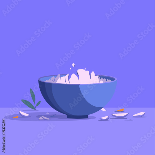 Kintsugi Repaired Ceramic Bowl With Gold Cracks