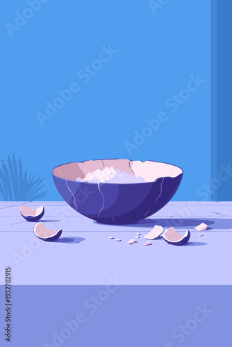 Kintsugi Repaired Ceramic Bowl With Gold Cracks