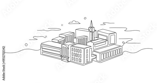 Small urban campus block arranged around central courtyard. No editable stroke