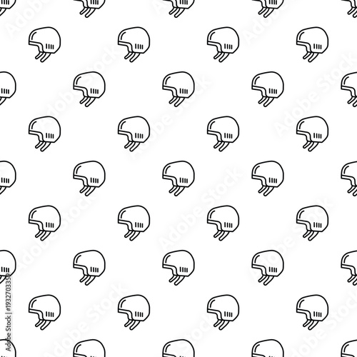 Helmet outlines repeating on a white background, representing safety and sport