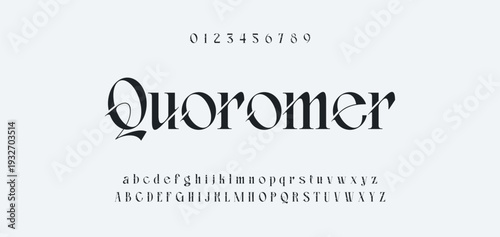 Elegant Font Uppercase Lowercase and Number. Classic Lettering Minimal Fashion Designs. Typography modern serif fonts regular decorative vintage concept. vector illustration