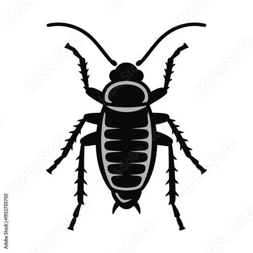 Intriguing black silhouette of a cockroach with detailed antennae