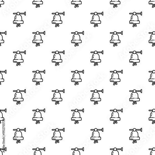 Outlined handbells arranged in a seamless repeat pattern for backgrounds and textures